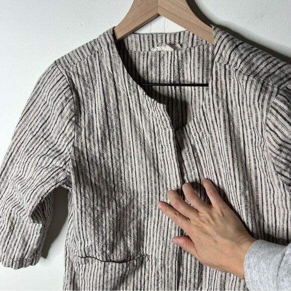 Eileen Fisher Organic cotton Stripe Open Front Preppy Minimalist Summer Vacation - Picture 8 of 11